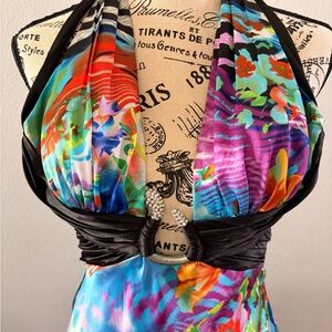 Morgan & Co. Colorful Floral Halter Top